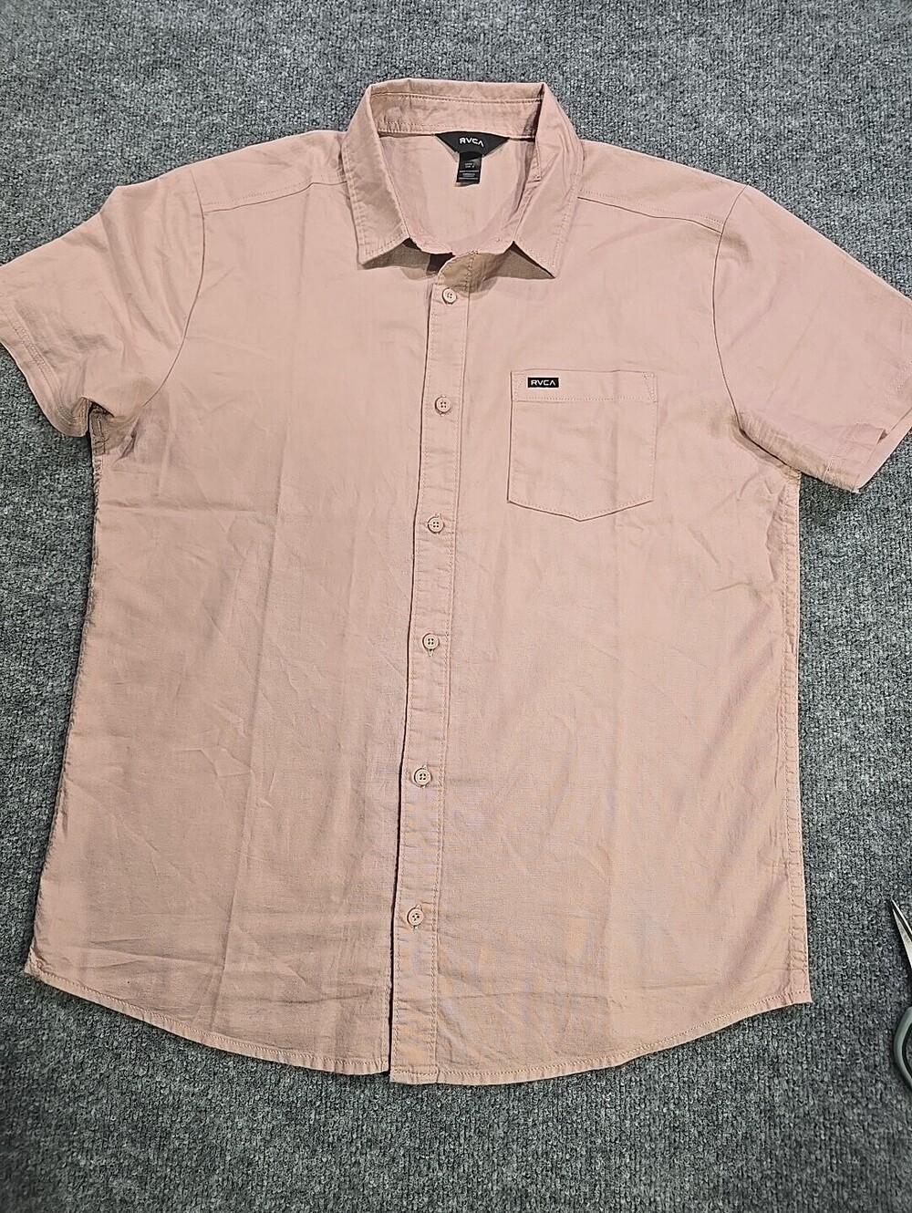 RVCA Salmon Button Down Size L Lightweight For Summer Or Beach EUC